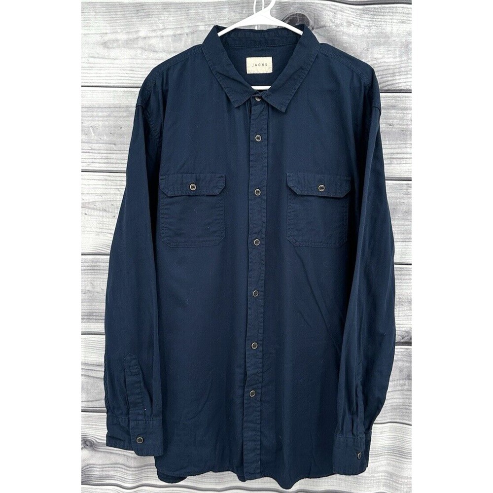 JACHS LONG SLEEVE BUTTON‎ FRONT SHIRT Men's Size XXL  NAVY BLUE